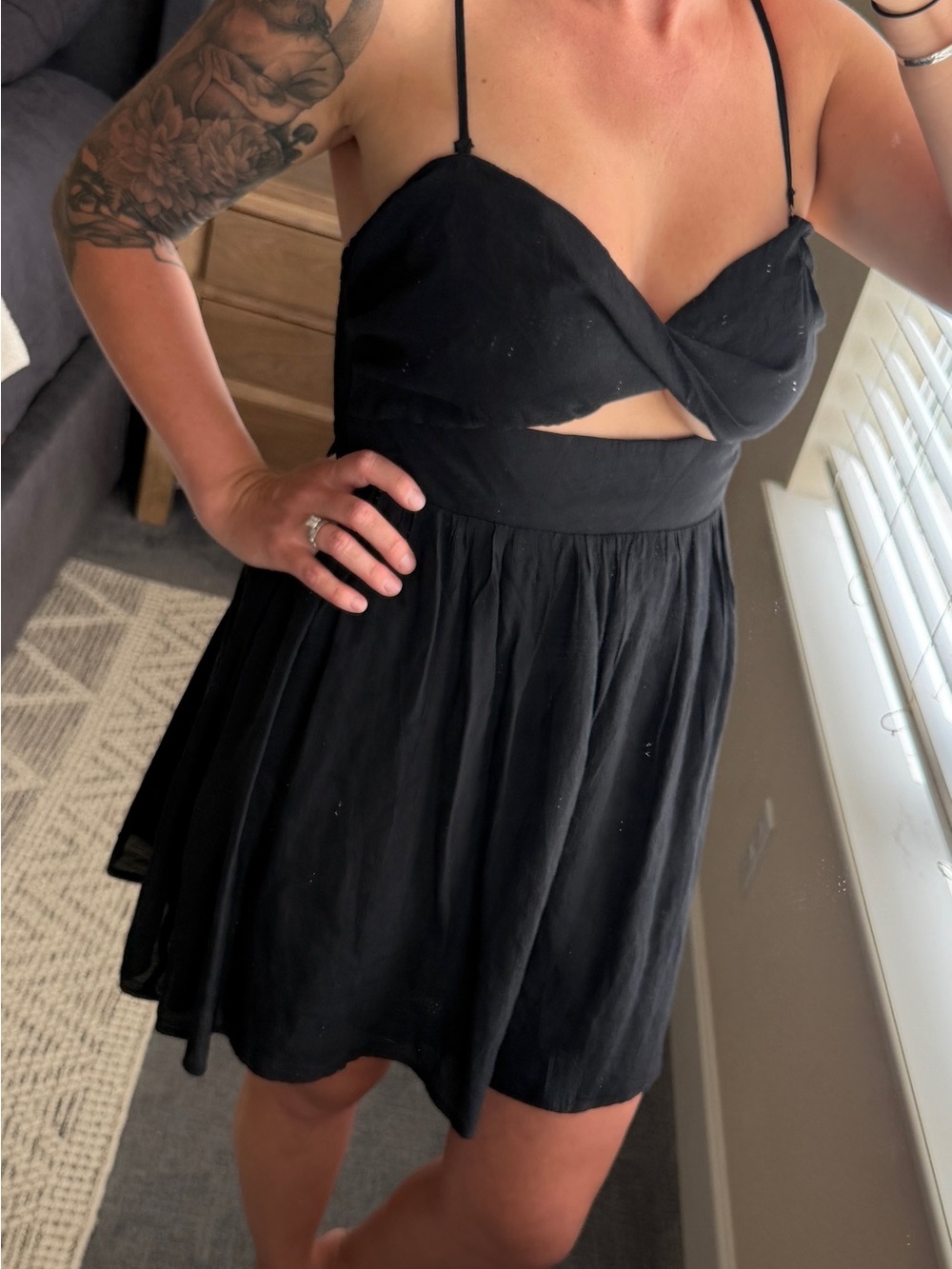 Princess Polly Jaydin Front Cutout Mini Dress Black *optional straps!*
